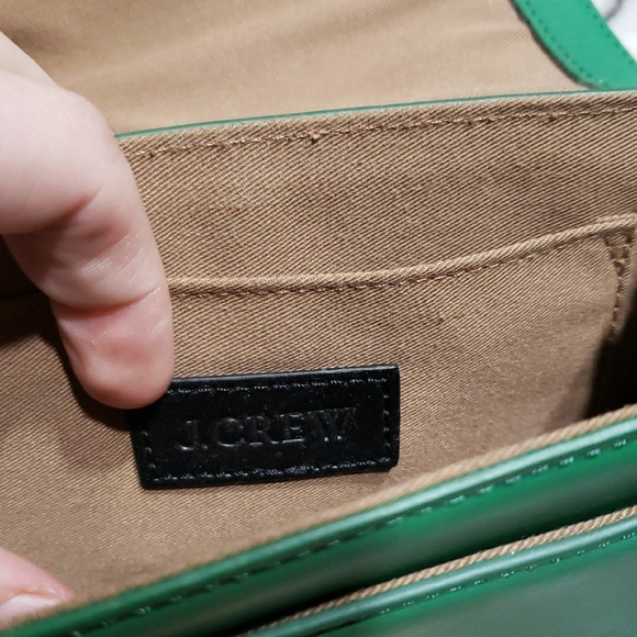 J. Crew Vibrant Green Crossbody Bag 100% Leather Women's Chic - Picture 11 of 12